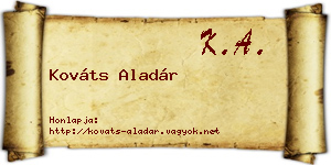 Kováts Aladár névjegykártya